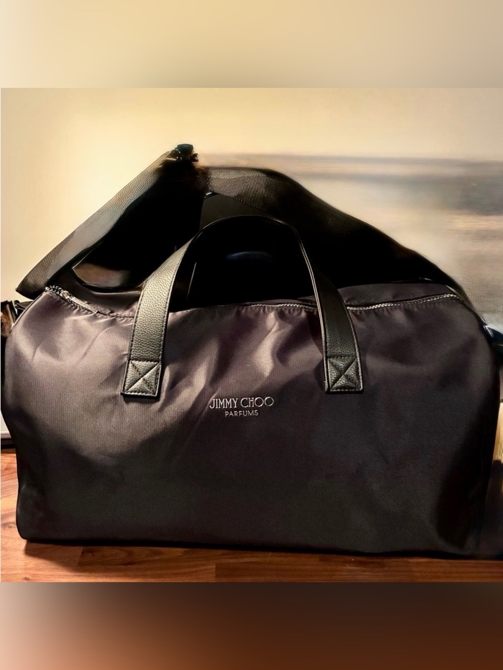 Jimmy Choo Parfums Travel Weekender Duffel Bag Black w Zipper New wo Tags